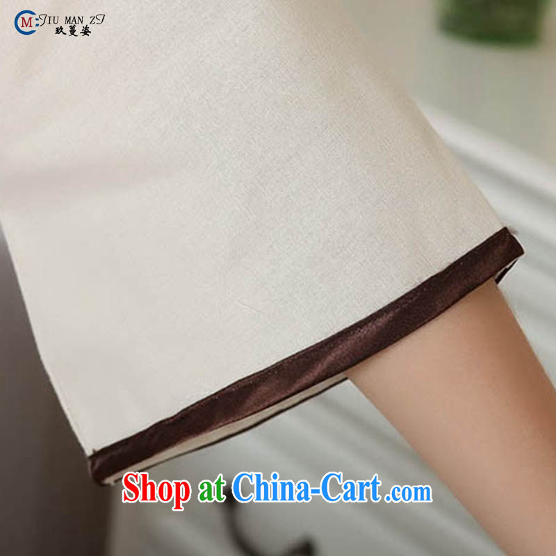 Ko Yo vines into exciting and 2015 new spring and summer Cotton High the National wind 5 cuff T-shirt dresses, short Tang Women's clothes A 0054 beige 160/M, capital city sprawl, shopping on the Internet