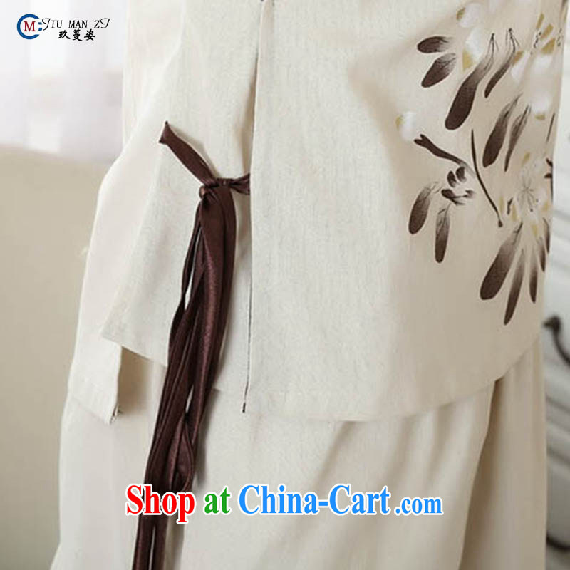 Ko Yo vines into exciting and 2015 new spring and summer Cotton High the National wind 5 cuff T-shirt dresses, short Tang Women's clothes A 0054 beige 160/M, capital city sprawl, shopping on the Internet