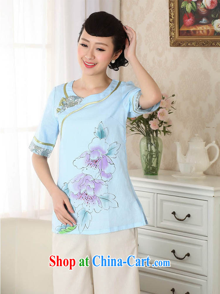 Ko Yo vines into exciting and 2015 new spring and summer with good quality cotton Ma Ethnic Wind 5 cuff cuff T-shirt dresses, short-neck Tang replace A 0055 blue 175/2 XL pictures, price, brand platters! Elections are good character, the national distribution, so why buy now enjoy more preferential! Health