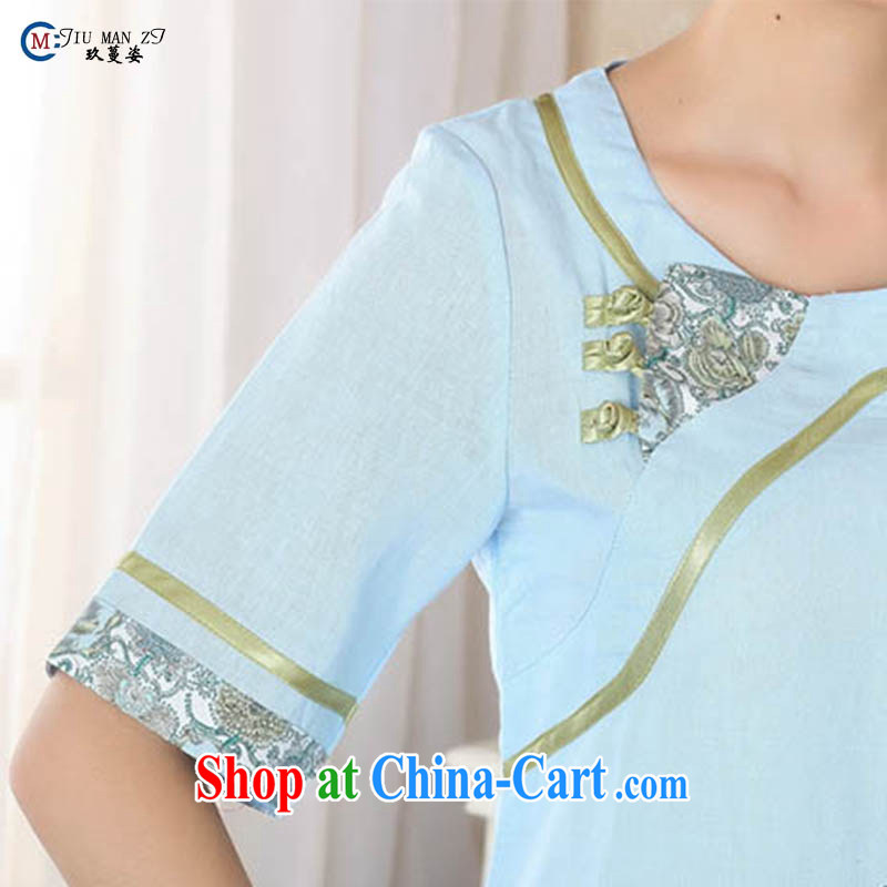 Ko Yo vines into exciting and 2015 new spring and summer Cotton High the National wind 5 cuff cuff cheongsam shirt short-neck Tang replace A 0055 blue 175/2 XL, capital city sprawl, shopping on the Internet