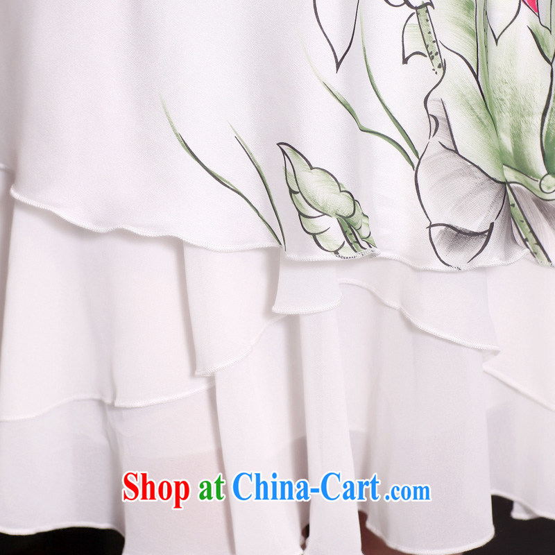 Butterfly Lovers spring 2015 new, improved cheongsam dress national hand-painted Lotus cultivating snow woven dresses female 30,678 white XXL, Butterfly Lovers, shopping on the Internet