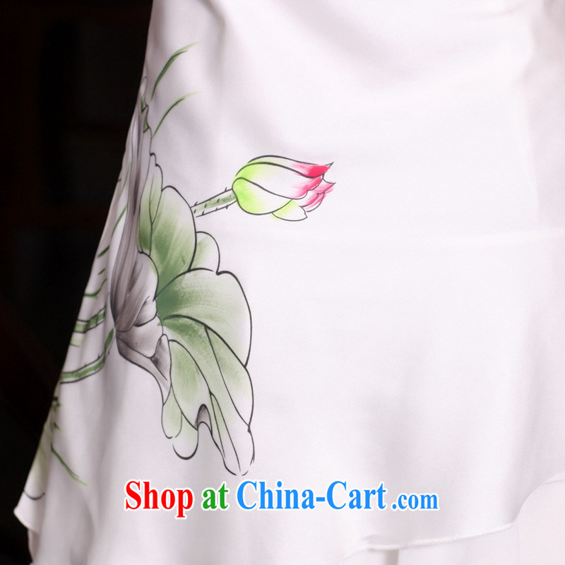 Butterfly Lovers spring 2015 new, improved cheongsam dress national hand-painted Lotus cultivating snow woven dresses female 30,678 white XXL, Butterfly Lovers, shopping on the Internet