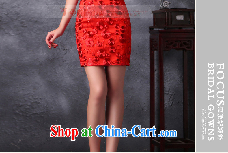 Early spread modern improved bridal dresses 2015 new Korean Beauty graphics thin lace short cheongsam dress uniform toasting red L pictures, price, brand platters! Elections are good character, the national distribution, so why buy now enjoy more preferential! Health