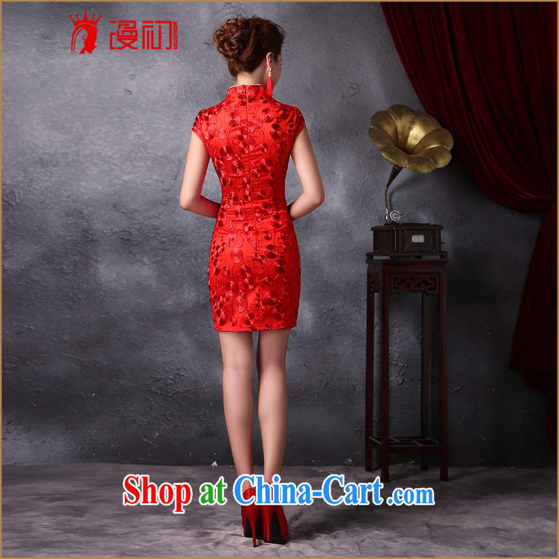 Early spread modern improved bridal dresses 2015 new Korean Beauty graphics thin lace short cheongsam dress uniform toasting red L, diffuse, and shopping on the Internet