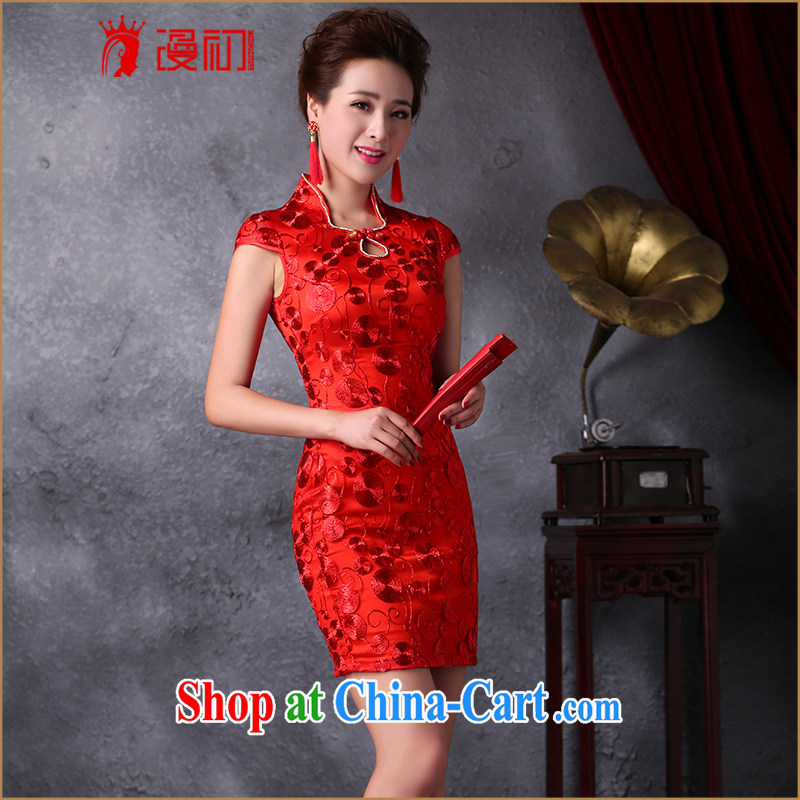 Early spread modern improved bridal dresses 2015 new Korean Beauty graphics thin lace short cheongsam dress uniform toasting red L, diffuse, and shopping on the Internet
