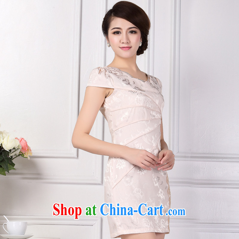cheongsam dress summer improved Tang Women's clothes embroidered daily short C 1318 champagne color XXL (2 feet 5 waist), CHOSHAN LADIES, shopping on the Internet
