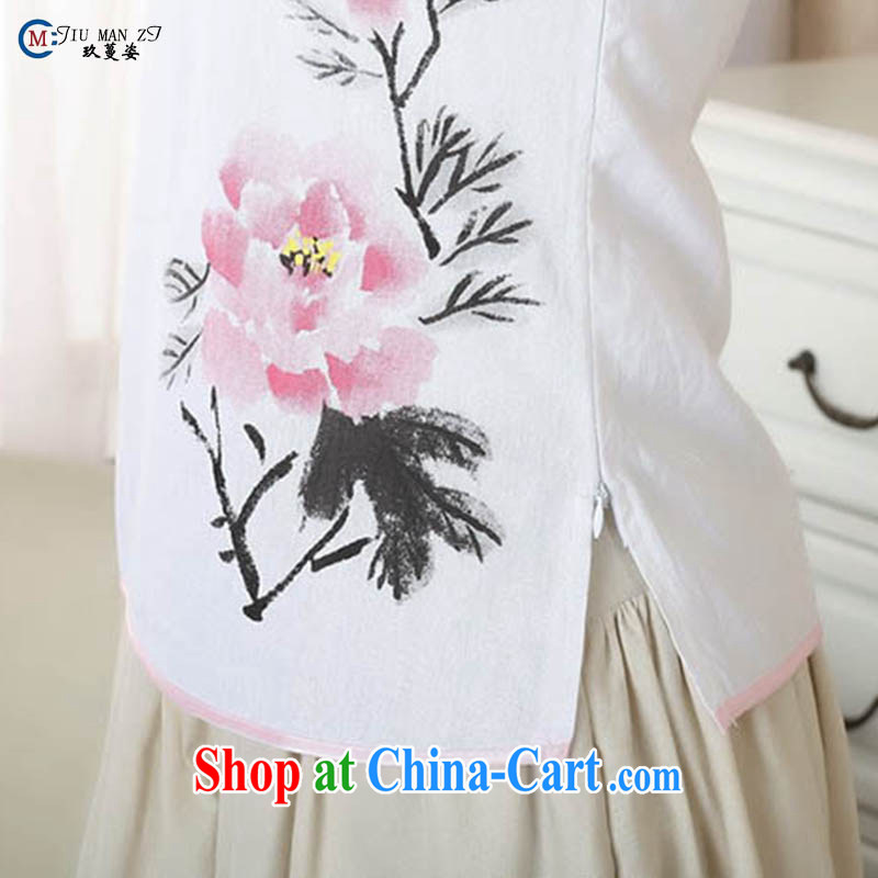 Ko Yo vines into exciting and 2015 new spring and summer for the 5 sub-cuff gauze cotton the cheongsam quality Chinese cheongsam shirt A 0056 white 170/XL, capital city sprawl, shopping on the Internet