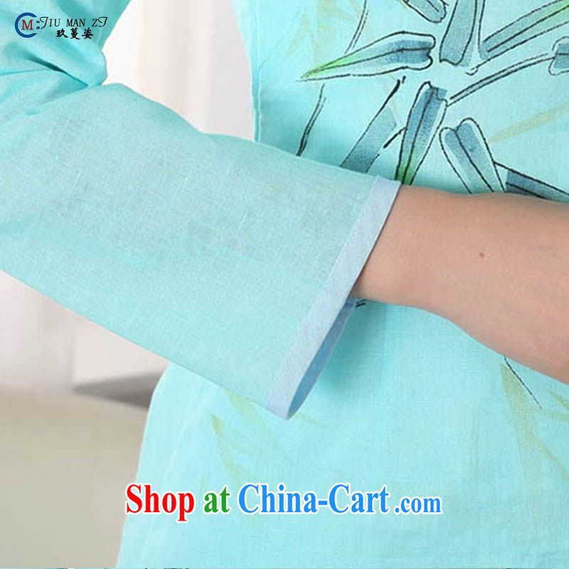 Ko Yo vines into exciting and 2014 new spring/summer classic loaded V collar 9 cuff natural cotton MA the cheongsam quality female, Tang with A 0059 blue 160/M, capital city sprawl, shopping on the Internet