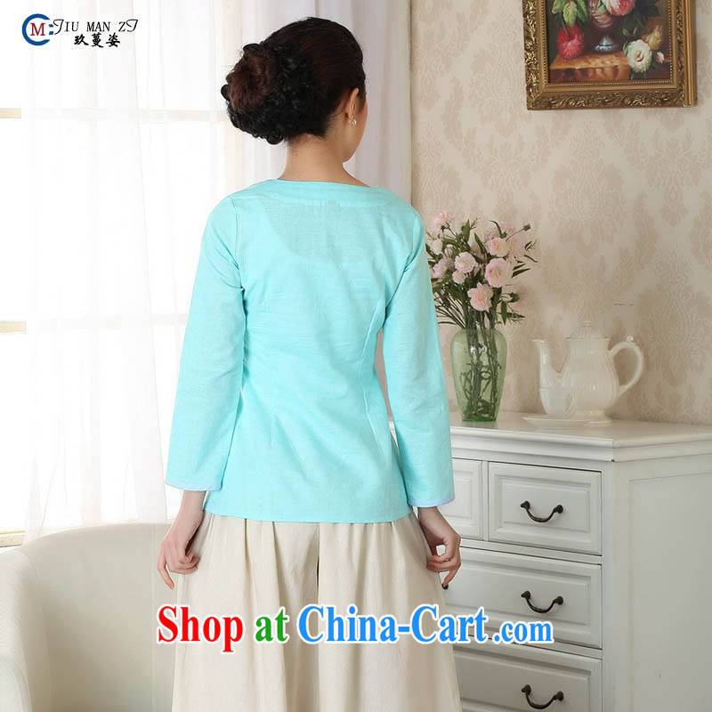 Ko Yo vines into exciting and 2014 new spring/summer classic loaded V collar 9 cuff natural cotton MA the cheongsam quality female, Tang with A 0059 blue 160/M, capital city sprawl, shopping on the Internet
