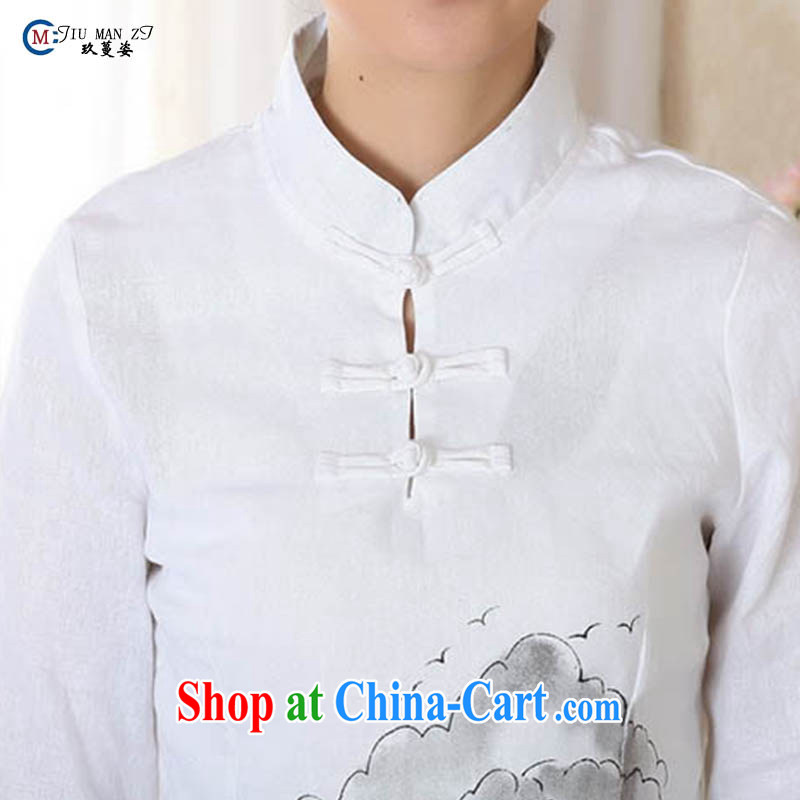 Ko Yo vines into exciting and 2015 new spring and summer for the 7 sub-cuff natural cotton MA the cheongsam quality Chinese T-shirt A 0060 white 155/S, capital city sprawl, shopping on the Internet