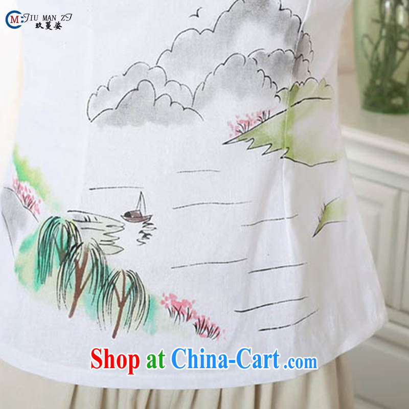 Ko Yo vines into exciting and 2015 new spring and summer for the 7 sub-cuff natural cotton MA the cheongsam quality Chinese T-shirt A 0060 white 155/S, capital city sprawl, shopping on the Internet