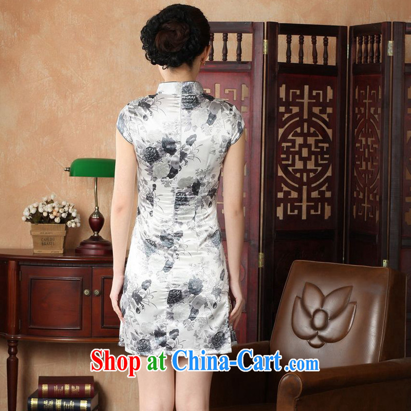 Take the 2014 summer, new outfit, Ms. Tang with Chinese improved, for a tight silk hand-painted retro short cheongsam J J 5139 5139 gray XL, figure, and shopping on the Internet