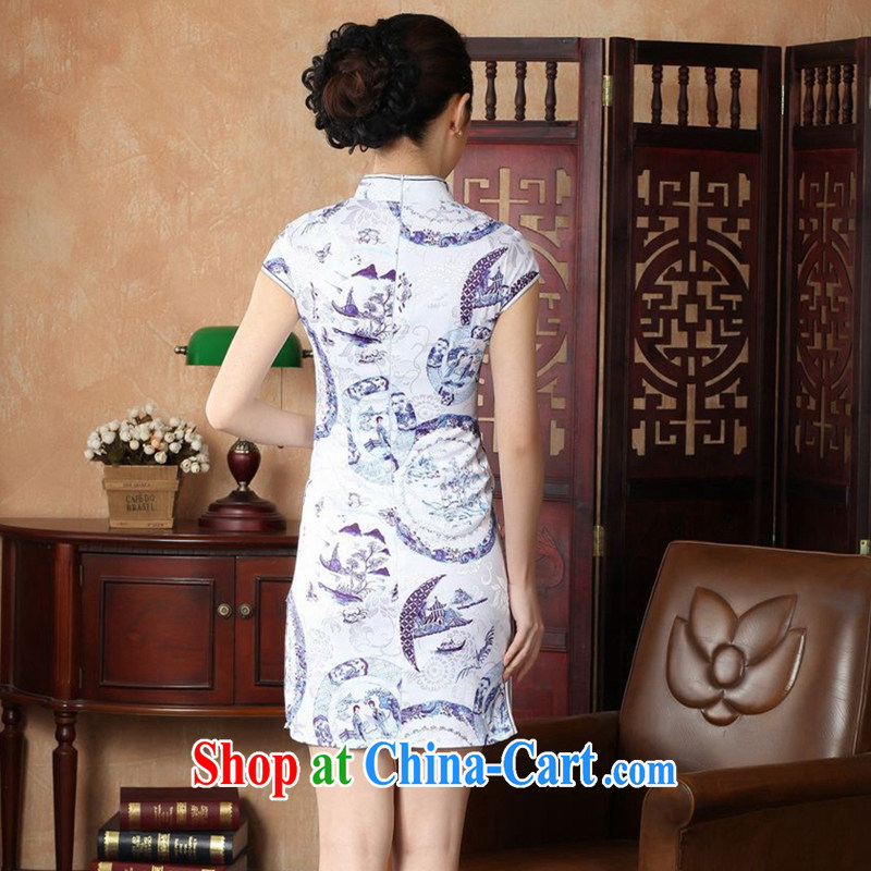 spend the summer with new female elegant Chinese improved, for a tight cotton hand-painted Chinese Antique short cheongsam white D 0226 2 XL, spend figure, shopping on the Internet