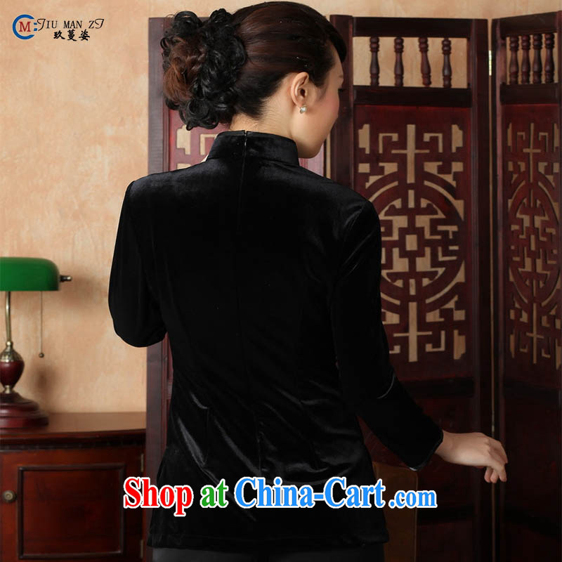 Ko Yo vines into exciting and 2015 new spring and summer, short-sleeved stamp velvet cheongsam quality female T-shirt Chinese A 0065 black 180/3 XL, capital city sprawl, shopping on the Internet