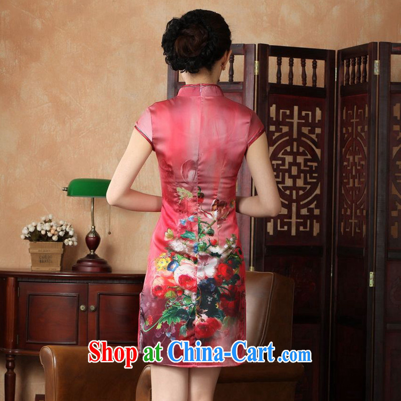 Take the 2014 Summer Load New female Chinese improved, for the hard-pressed damask hand-painted Chinese Antique short cheongsam D 0230 - A red L, figure, and shopping on the Internet