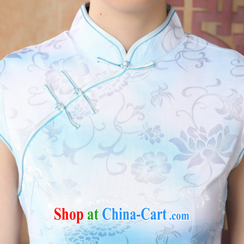 Take the new summer Women's clothes, cheongsam collar Chinese improved hand-painted scenery is a tight cotton short cheongsam Chinese White D 0222 2 XL, spend figure, and shopping on the Internet