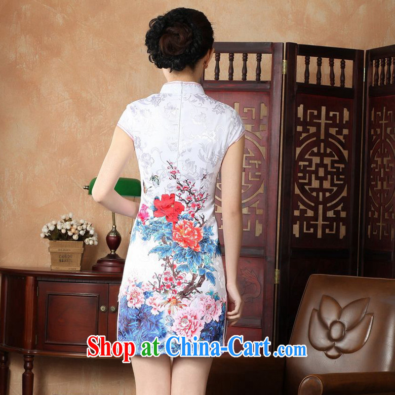 spend the summer with new female Chinese improved, for a tight cotton hand-painted fine Chinese Antique short cheongsam white M, figure, shopping on the Internet