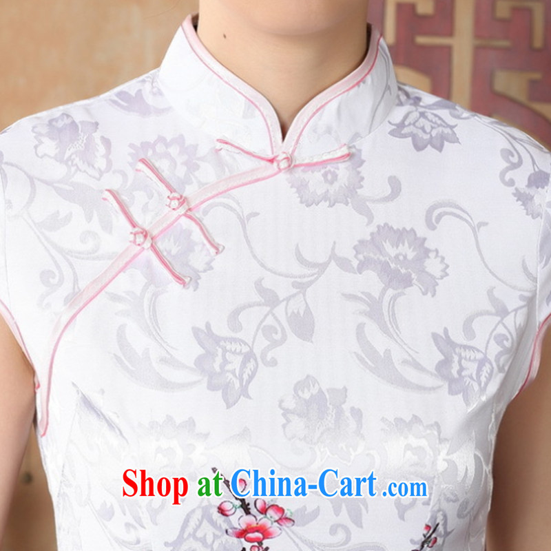 spend the summer with new female Chinese improved, for a tight cotton hand-painted fine Chinese Antique short cheongsam white M, figure, shopping on the Internet