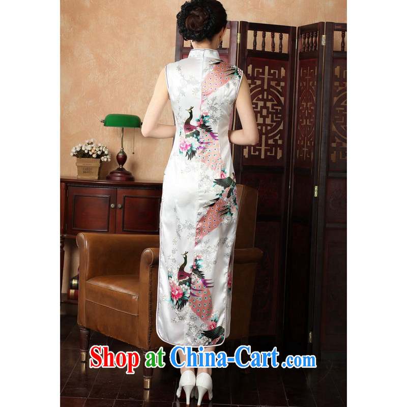 Take the 2014 summer new female cheongsam Chinese improved the collar damask hand-painted Chinese Antique Peacock long cheongsam J 146 5115 2 XL, figure, and shopping on the Internet