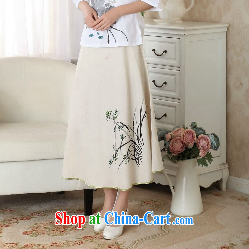 Take the 2014 new summer dress new Chinese ground 100 ethnic wind cotton Ma hand-painted body skirt girls A field skirt P P XL 0011, figure, and shopping on the Internet