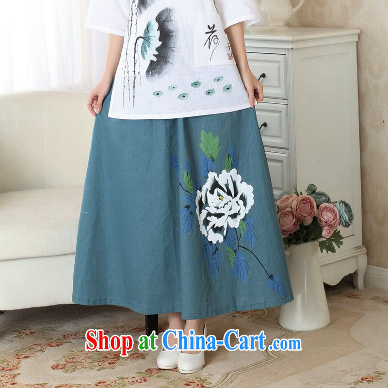 Take the 2014 new summer hand-painted dresses China wind retro-bag Elasticated waist large long skirt hand-painted body skirt P P 0010 M, figure, and shopping on the Internet