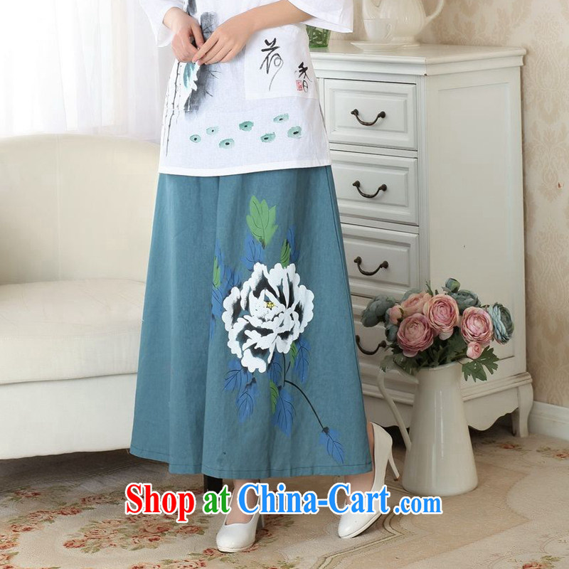 Take the 2014 new summer hand-painted dresses China wind retro-bag Elasticated waist large long skirt hand-painted body skirt P P 0010 M, figure, and shopping on the Internet