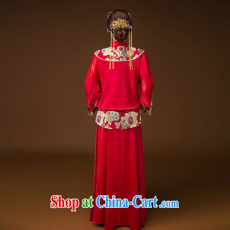 The bride's 2015 new show reel Service Manual embroidery Peony show reel Two Piece Set with 659 qipao XS, the bride, shopping on the Internet
