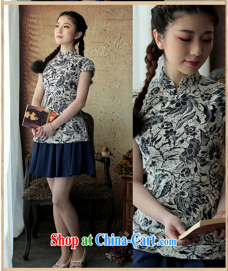 The proverbial hero once and for all as soon as possible, JA Tang Women's clothes dresses summer T-shirt cheongsam improved stylish T-shirt cotton Ma ethnic wind Chinese female blue 2 XL pictures, price, brand platters! Elections are good character, the national distribution, so why buy now enjoy more preferential! Health