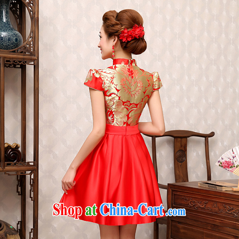 Rain is still clothing wedding dresses 2015 summer new bride wedding Chinese wedding red toast serving the hotel back to the cheongsam QP 498 gold patterned S, rain is still clothing, shopping on the Internet