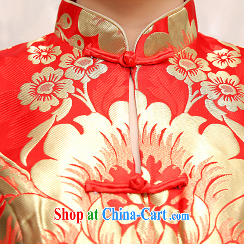 Rain is still clothing wedding dresses 2015 summer new bride wedding Chinese wedding red toast serving the hotel back to the cheongsam QP 498 gold patterned S, rain is still clothing, shopping on the Internet