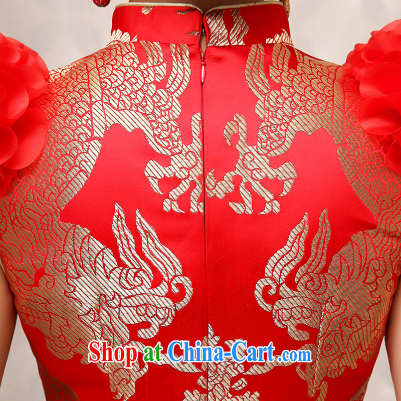 Rain is still clothing bridal wedding dresses wedding dresses red improved Chinese short sleeveless toast clothing qipao QP 485 red XL, rain is clothing, and shopping on the Internet