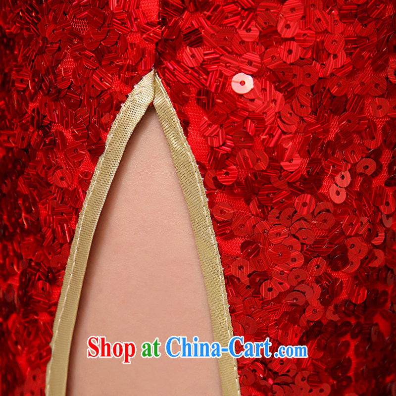 Rain is still Yi 2015 new bridal wedding dresses red atmosphere improved marriage toast clothing spring and summer with a short-sleeved cultivating short cheongsam QP 484 red XL, rain is still clothing, shopping on the Internet