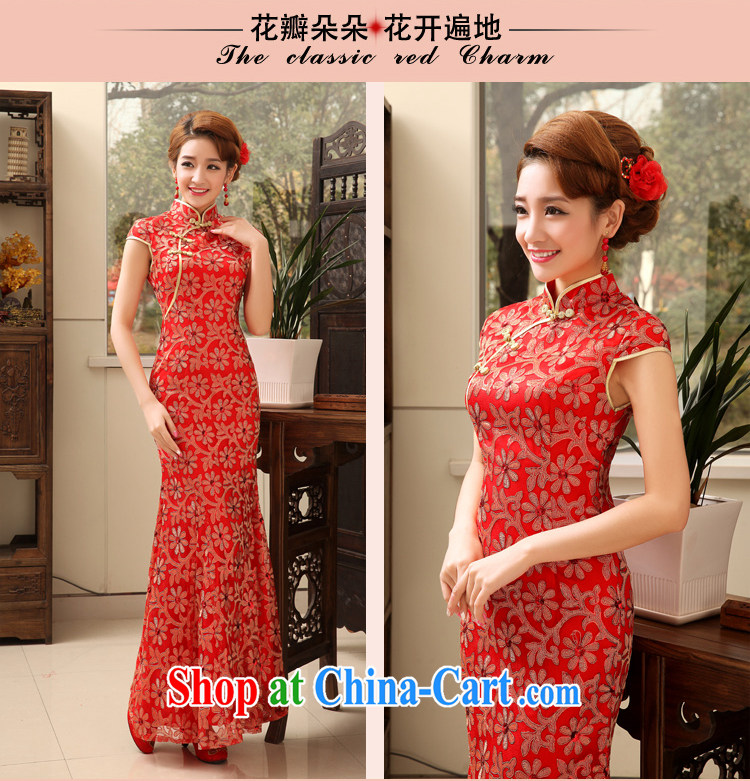 Rain is still Yi new bride toast wedding dresses and stylish wedding elegant long crowsfoot beauty lace cheongsam evening dress QP 476 red XL pictures, price, brand platters! Elections are good character, the national distribution, so why buy now enjoy more preferential! Health
