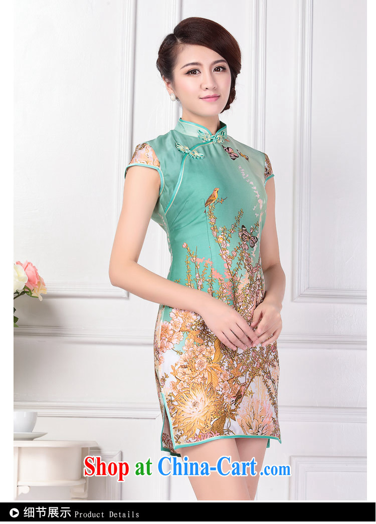 Emulation Silk Cheongsam dress summer Ms. improved Tang Women's clothes original ethnic wind C 108 blue XXL (2 feet 5 lumbar) pictures, price, brand platters! Elections are good character, the national distribution, so why buy now enjoy more preferential! Health