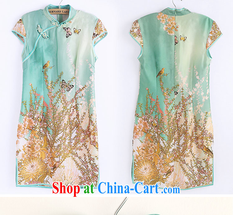 Emulation Silk Cheongsam dress summer Ms. improved Tang Women's clothes original ethnic wind C 108 blue XXL (2 feet 5 lumbar) pictures, price, brand platters! Elections are good character, the national distribution, so why buy now enjoy more preferential! Health