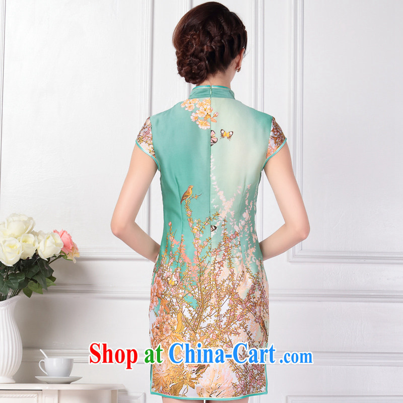 Emulation Silk Cheongsam dress summer Ms. improved Tang Women's clothes original ethnic wind C 108 blue XXL (2 feet 5 waist, CHOSHAN LADIES, shopping on the Internet