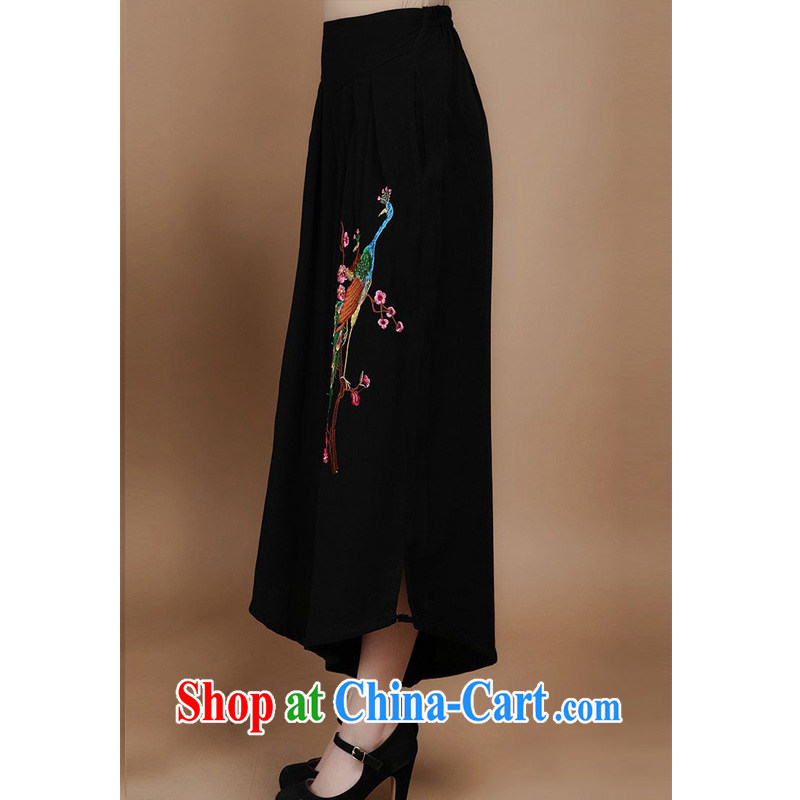 Forest narcissus 2014 spring and summer new loose larger Tang is a soft Peacock embroidered trousers FGR - B 925 black XXL, forest narcissus (SenLinShuiXian), online shopping