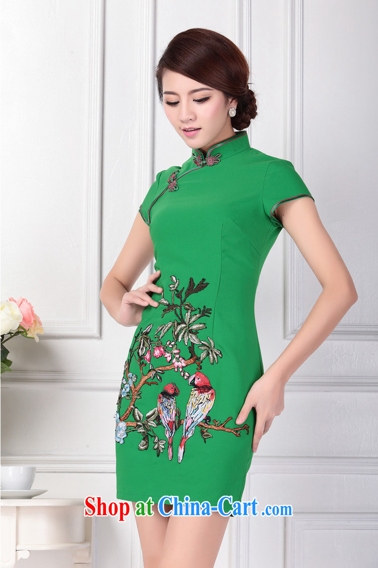 Summer improved short cheongsam dress embroidered fashion beauty Chinese female dresses C 431 green XL (2 feet 3 lumbar) pictures, price, brand platters! Elections are good character, the national distribution, so why buy now enjoy more preferential! Health