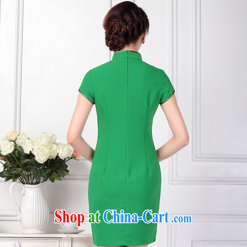 Summer improved short cheongsam dress embroidered stylish cultivating Chinese female dresses C 431 green XL (2 feet 3 waist), CHOSHAN LADIES, shopping on the Internet