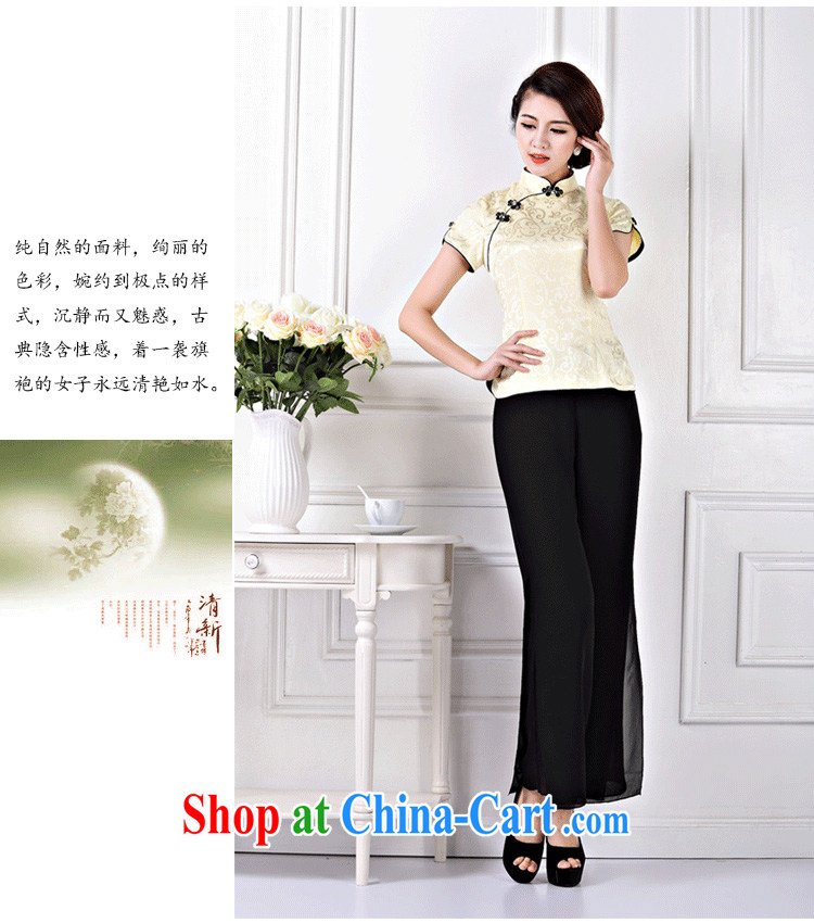 Summer dresses T-shirt retro improved national wind Chinese Tang with short-sleeved Tea Service C 430 light yellow XXL pictures, price, brand platters! Elections are good character, the national distribution, so why buy now enjoy more preferential! Health