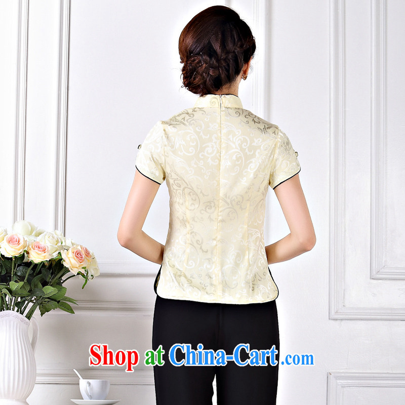 Summer dresses T-shirt retro improved national wind Chinese Tang on short-sleeved Tea Service C 430 light yellow XXL, CHOSHAN LADIES, shopping on the Internet