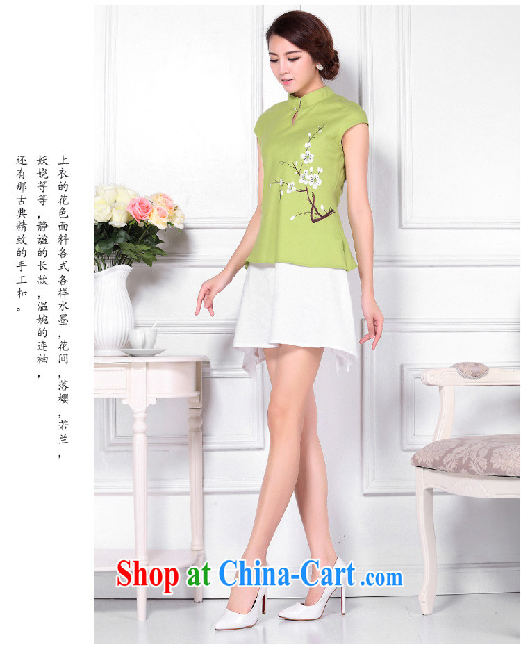 The original national wind improved cotton Ma T-shirt girl retro leave two linen short-sleeve shirt C 426 green XXL pictures, price, brand platters! Elections are good character, the national distribution, so why buy now enjoy more preferential! Health