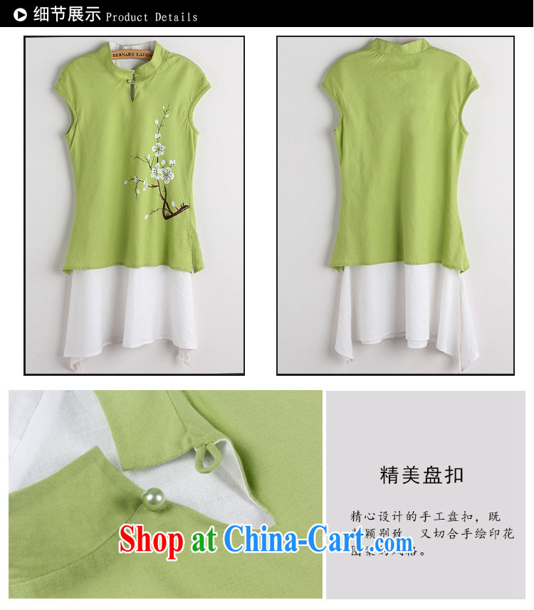 The original national wind improved cotton Ma T-shirt girl retro leave two linen short-sleeve shirt C 426 green XXL pictures, price, brand platters! Elections are good character, the national distribution, so why buy now enjoy more preferential! Health