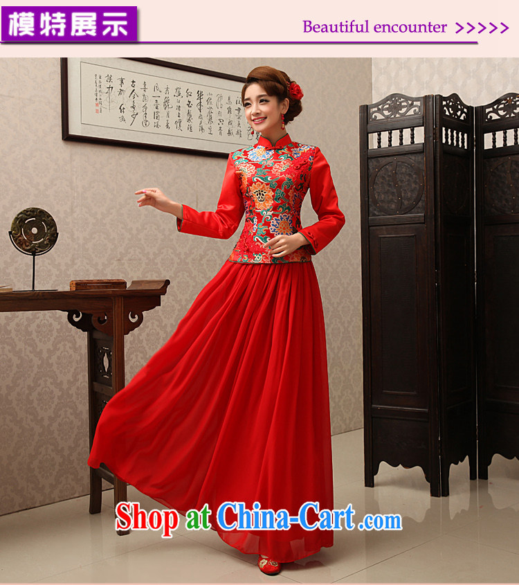 Rain is still clothing wedding dress toast clothing snow woven Chinese red long-sleeved long bridal advanced Brocade round ends improved cheongsam QP 487 red XL pictures, price, brand platters! Elections are good character, the national distribution, so why buy now enjoy more preferential! Health