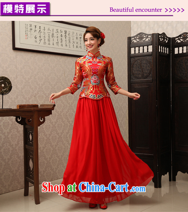 Rain Coat yet marriage wedding dresses cheongsam dress retro improved red bridal 7 cuff toast clothing spring Chinese long cheongsam QP 463 red XL pictures, price, brand platters! Elections are good character, the national distribution, so why buy now enjoy more preferential! Health