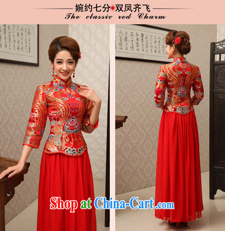 Rain Coat yet marriage wedding dresses cheongsam dress retro improved red bridal 7 cuff toast clothing spring Chinese long cheongsam QP 463 red XL pictures, price, brand platters! Elections are good character, the national distribution, so why buy now enjoy more preferential! Health
