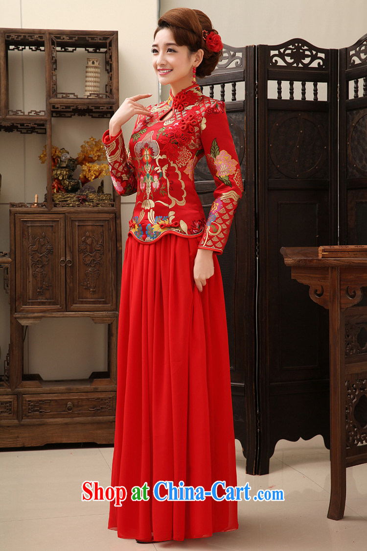 Rain was Yi spring bridal wedding dresses wedding dresses 2015 new autumn and winter clothing toast back door skirt Red Snow woven package dresses QP 458 red long-sleeved XL pictures, price, brand platters! Elections are good character, the national distribution, so why buy now enjoy more preferential! Health