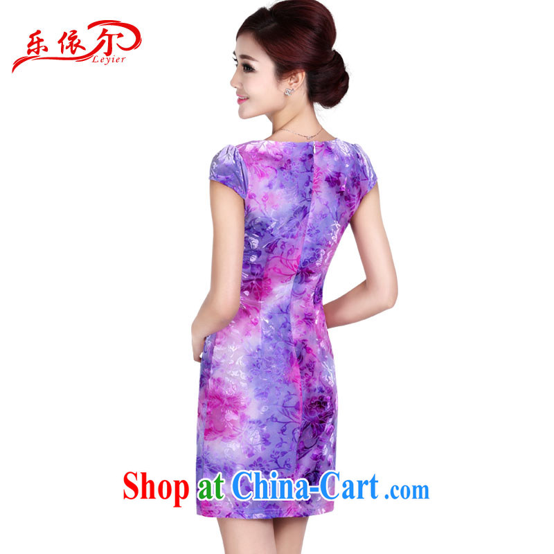 And, according to summer short-sleeved embroidered cheongsam dress girl short, elegant ladies BEAUTY package and cheongsam dress counters are blue M, in accordance with (leyier), shopping on the Internet