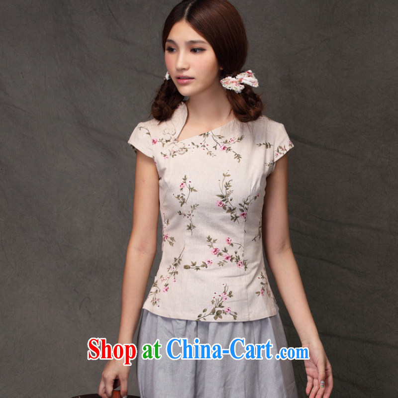 world, the Hyatt Regency antique Ethnic Wind arts van Tang on the forklift truck Chinese small floral improved cheongsam everyday T-shirt beauty graphics thin neighborhood girl forgetting D. Crescent collar XXL, Kam-world, Yue, and shopping on the Interne