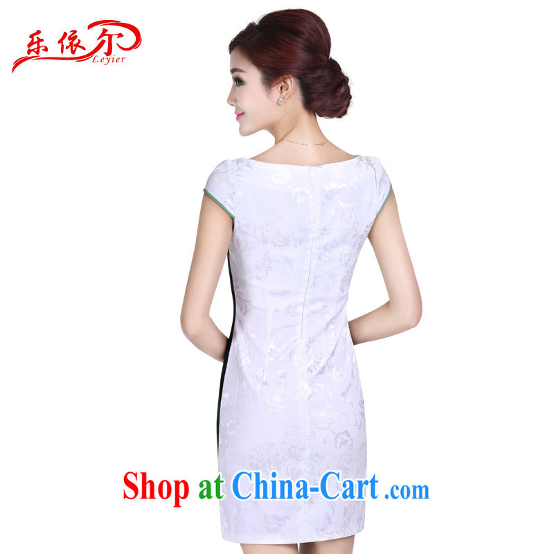 Music in summer 2015 new dresses classic embroidered elegant sweet short-sleeved dresses beauty graphics thin female dresses white XXL, and, in accordance with (leyier), online shopping